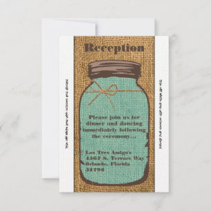 3.5x7 Reception Card Mason Jar Burlap Country Rust