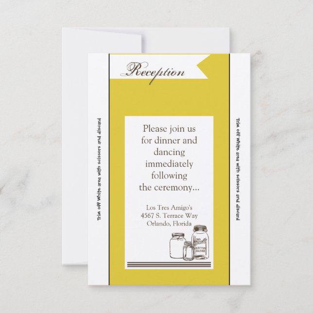 3.5x7 Reception Card Mason Jar Country Rustic Vase (Front)