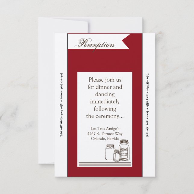 3.5x7 Reception Card Mason Jar Country Rustic Vase (Front)