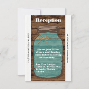 3.5x7 Reception Card Mason Jar Wood Country Rustic
