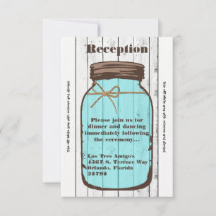 3.5x7 Reception Card Mason Jar Wood Country Rustic