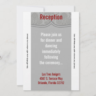 3.5x7 Reception Card Modern Grey Damask