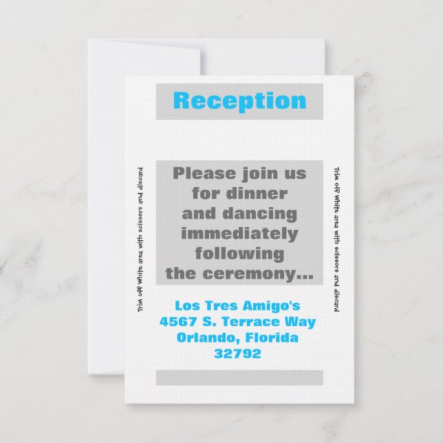 3.5x7 Reception Card Modern Neon Stripe Blue (Front)