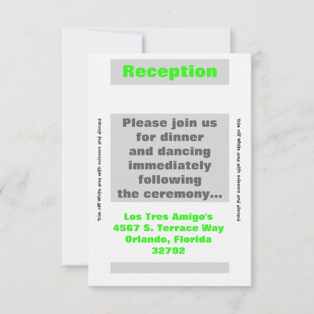 3.5x7 Reception Card Modern Neon Stripe Green (Front)