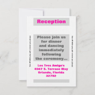 3.5x7 Reception Card Modern Neon Stripe Pink