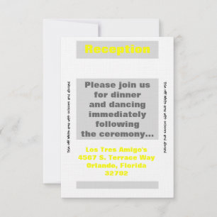 3.5x7 Reception Card Modern Neon Stripe Yellow