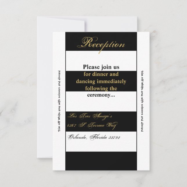 3.5x7 Reception Card Modern Stripe Black White Con (Front)