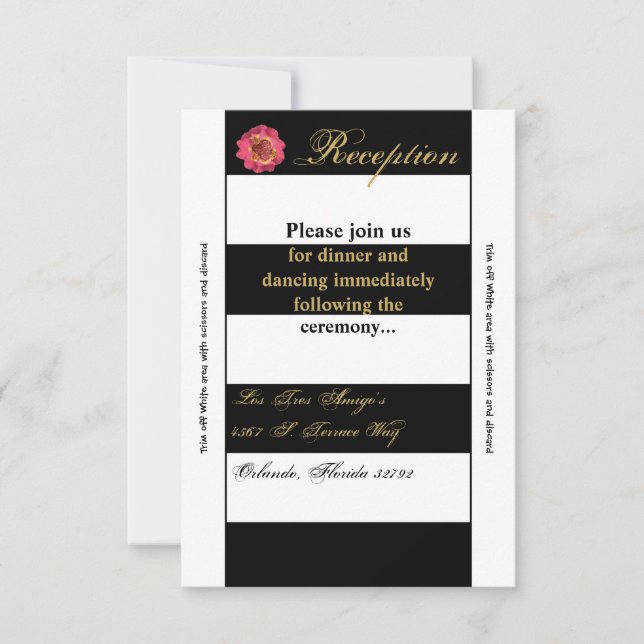 3.5x7 Reception Card Modern Stripe Black White Con (Front)