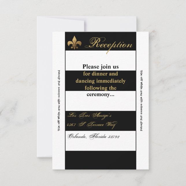 3.5x7 Reception Card Modern Stripe Black White Con (Front)