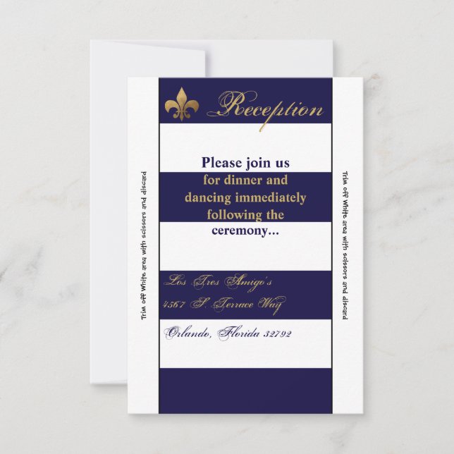 3.5x7 Reception Card Modern Stripe Navy White Con (Front)