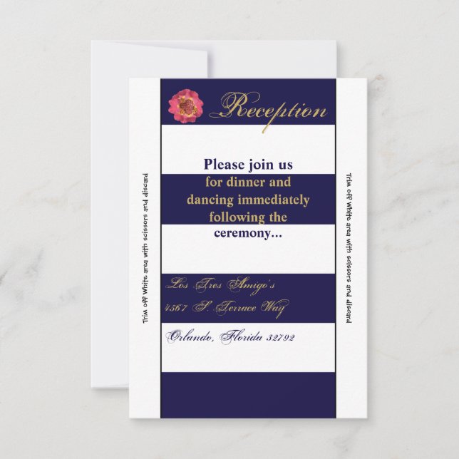 3.5x7 Reception Card Modern Stripe Navy White Con (Front)