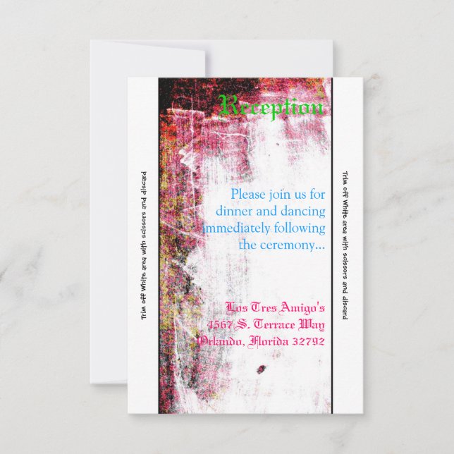 3.5x7 Reception Card Neon Grunge Scratch Colour Ho (Front)