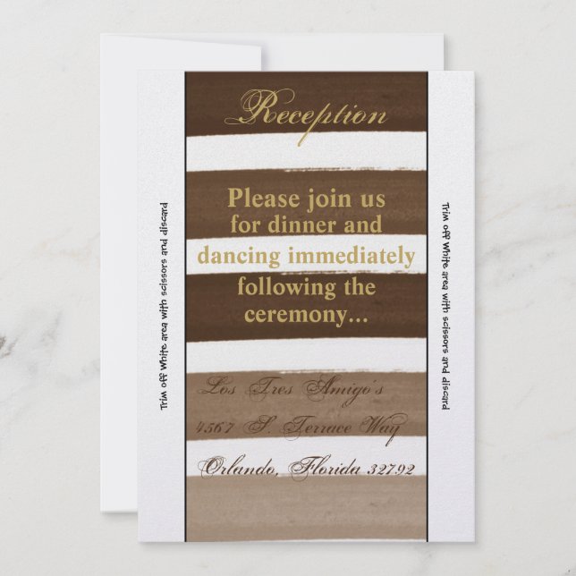 3.5x7 Reception Card Ombre Stripe Brown Line Fade (Front)