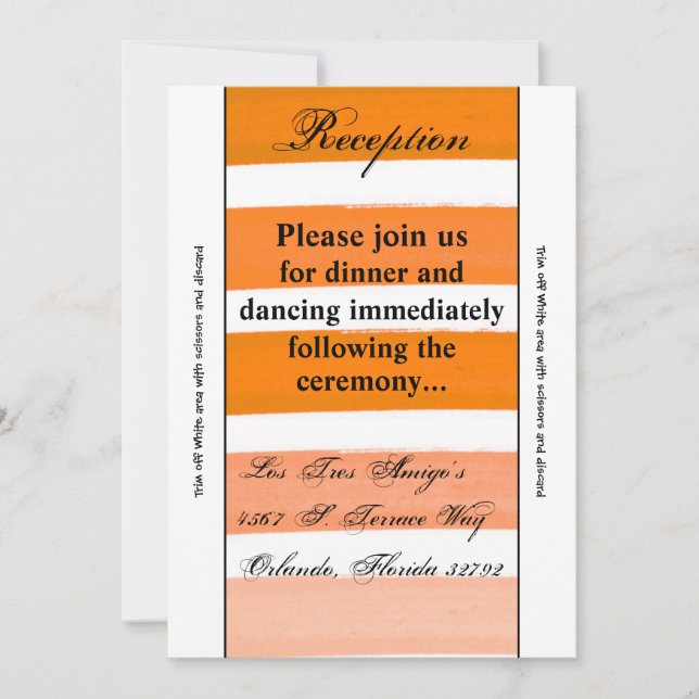 3.5x7 Reception Card Ombre Stripe Orange Line Fade (Front)