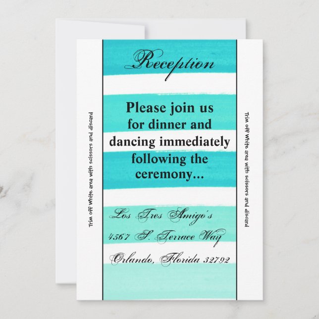 3.5x7 Reception Card Ombre Stripe Teal Line Fade (Front)