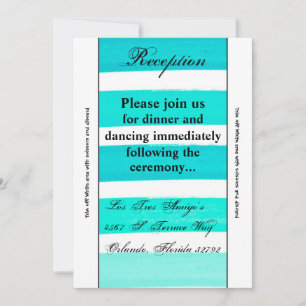 3.5x7 Reception Card Ombre Stripe Teal Line Fade