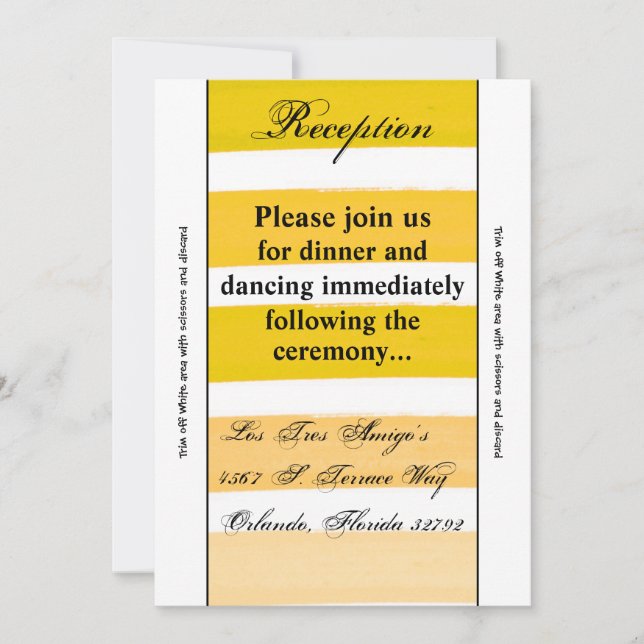 3.5x7 Reception Card Ombre Stripe Yellow Line Fade (Front)