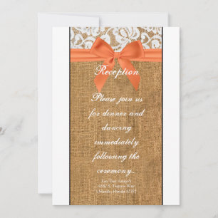 3.5x7 Reception Card Orange Burlap Lace