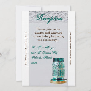 3.5x7 Reception Card Rustic Country Mason Jar Lace