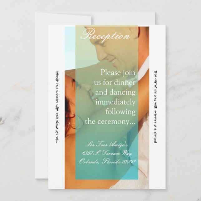 3.5x7 Reception Card Sunset Fade Teal Blue Tan Por (Front)