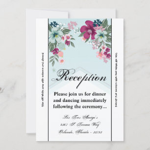 3.5x7 Reception Card Tropical Flower on Blue Ombre