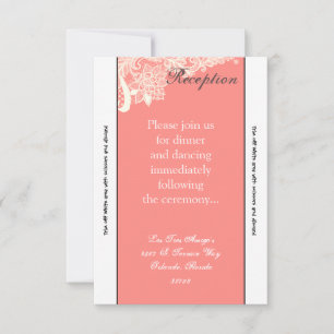 3.5x7 Reception Card Vintage Victorian Lace Coral