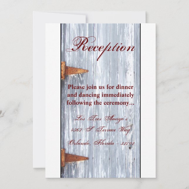 3.5x7 Reception Card White Wash Wood Barn Door Cou (Front)