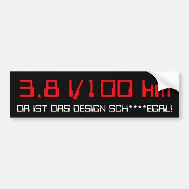 3.9 l/100 km bumper sticker (Front)