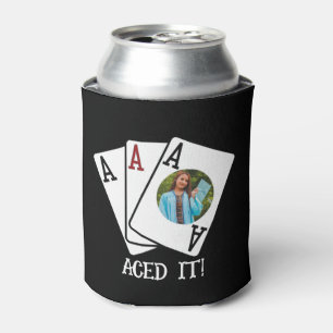 3 Aces Photo Customisable Graduation Party Beer Can Cooler