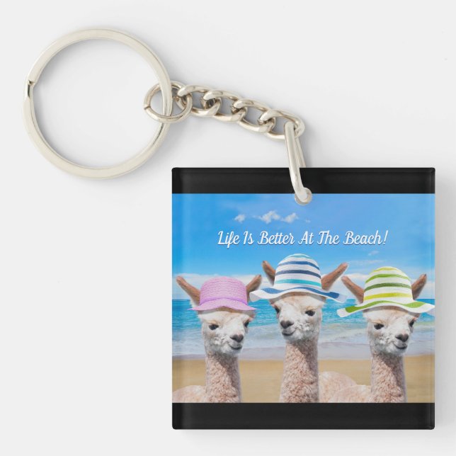 3 Alpacas Life Is Better At The Beach! DIY Message Key Ring (Front)