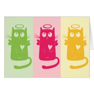 3 Angelic Cats Blank Note Cards
