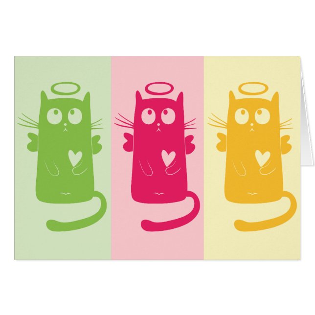3 Angelic Cats Blank Note Cards (Front Horizontal)