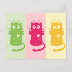 3 Angelic Cats  Postcard