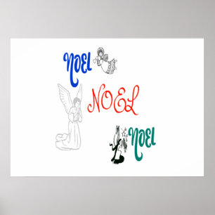 3 Angels Blowing Trumpet Praying Noel Poster