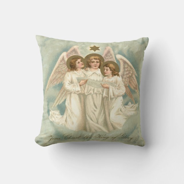 3 Angels King of Glory Christian Holiday Pillow (Front)