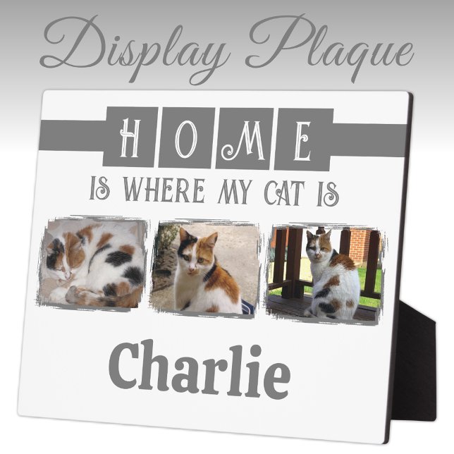 3 animal pet photo collage white grey plaque (Creator Uploaded)