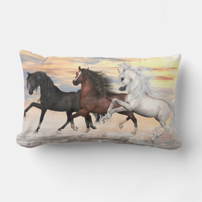 3 Arabians 2-sided Lumbar Pillow 13" x 21" (Front)