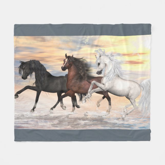 3 Arabians Fleece Blanket, 50"x60" Blanket (Front (Horizontal))