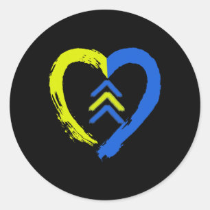 3 Arrows Heart Love Down Syndrome Awareness  Classic Round Sticker
