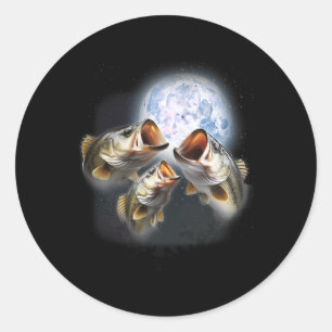 3 B Fish At The Moon Funny B Fishing Lover Fisherm Classic Round Sticker