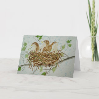 3 Baby Birds Blank Greeting Card
