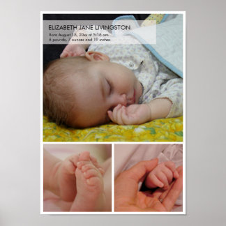 3 baby photo modern montage vertical wall hanging poster