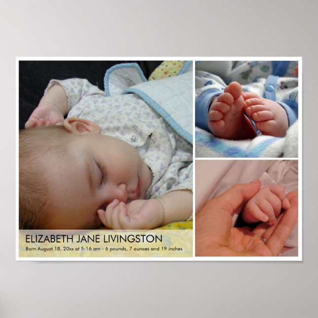 3 baby photo modern montage wall hanging art poster (Front)