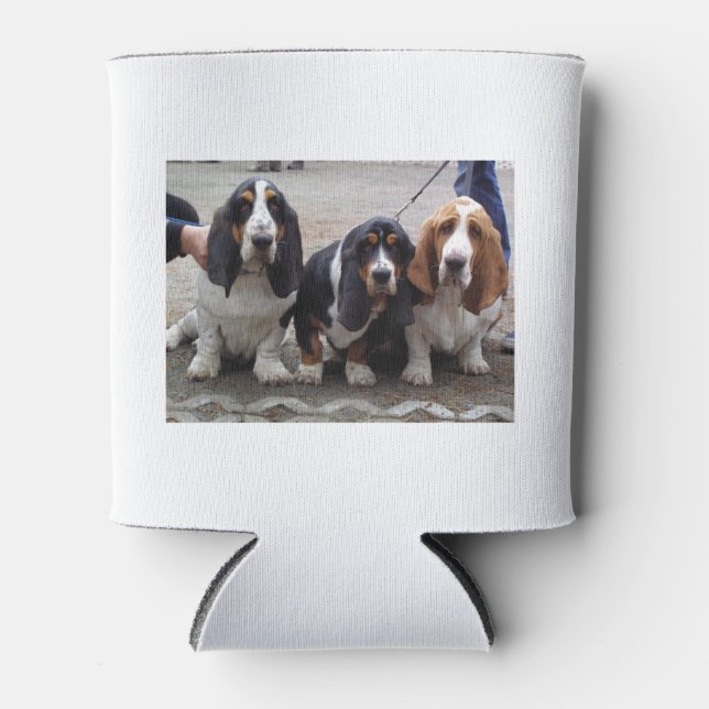 3 Basset_hound_puppies Can Cooler (Front)