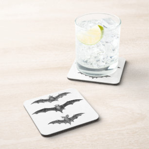 3 Bats Vintage Art Print Coaster Set