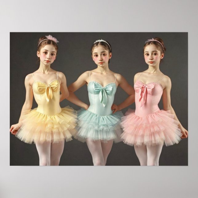 3 beautiful dancers in soft colors poster (Front)