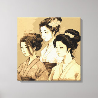 3  beautiful japanese girls canvas print