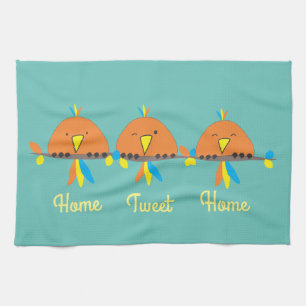 3 Birds on a Wire Home Tweet Home Tea Towel