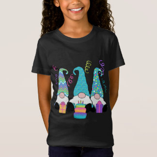 3 Birthday Gnomes Birthday Cake, Presents, Confett T-Shirt