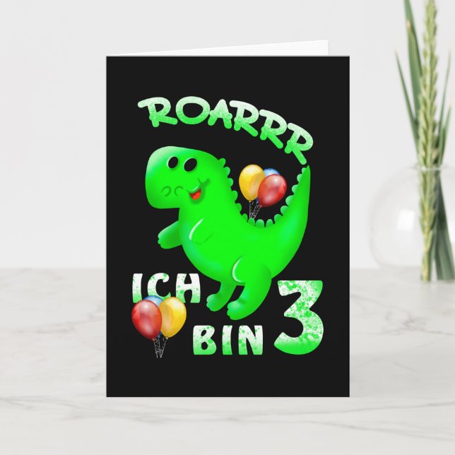 3 Birthday Kids Dinosaur Card (Front)